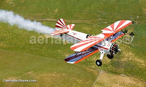 Boeing Stearman and smoke in flight air to air over Sonoma County