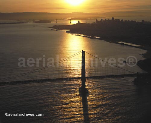 © aerialarchives.com Golden Gate Bridge aerial photograph at sunrise toward San Francisco, 
AHLB2103.jpg