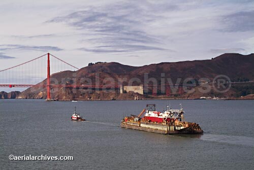 © aerialarchives.com Barge Towed by Tug Boat to the Golden Gate Bridge aerial photograph, 
AHLB2114.jpg