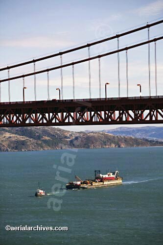 © aerialarchives.com tug pulling a dredge barge toward the Golden Gate bridge, 
AHLB2117.jpg