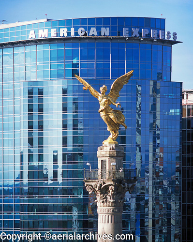 © aerialarchives.com the Independence Column, el Angel with the American Express headquarters in the background in Mexico City aerial photograph, 
AHLB2214.jpg