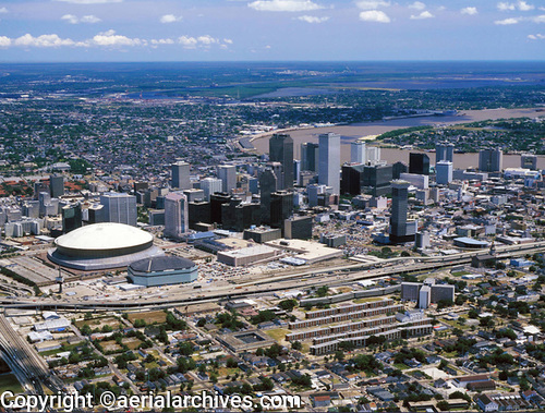 © aerialarchives.com, downtown New Orleans, Louisiana, including the superdome, stock aerial photograph, aerial photography, ADM2GA, AHLB2315