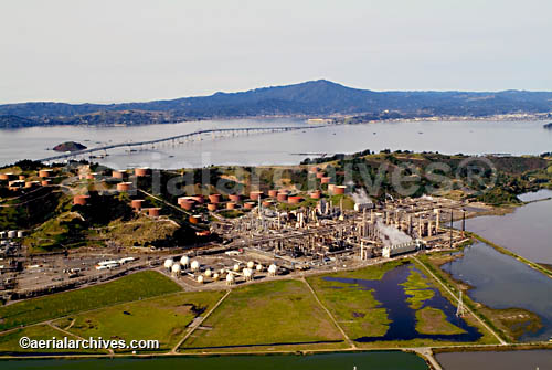 © aerialarchives.com the Richmond, CA oil refinery in San Francisco bay, aerial photography, petroleum industry id: AHLB2353