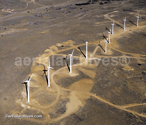 © aerialarchives.com, Wind turbine being repaired, Tehachapi Wind Farm, Tehachapi, CA, Renewable Energy,  stock aerial photograph, aerial 
photography, AHLB2608.jpg