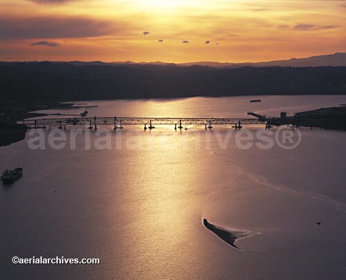 © aerialarchives.com, Suisun Bay, Benicia bridge at sunset,  Sacramento San Joaquin river delta,  stock aerial photograph, aerial 
photography, AHLB2741.jpg