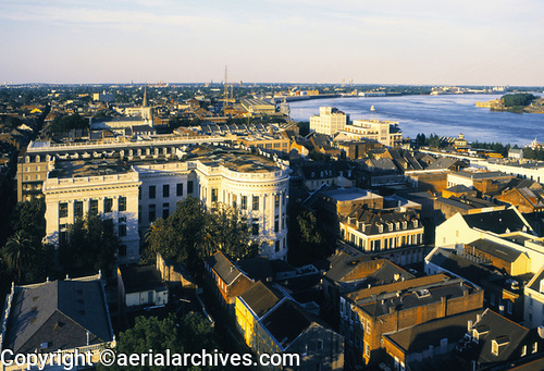 © aerialarchives.com, downtown the French Quarter in New Orleans, Louisiana, including the superdome, stock aerial photograph, aerial photography, AHLB2854