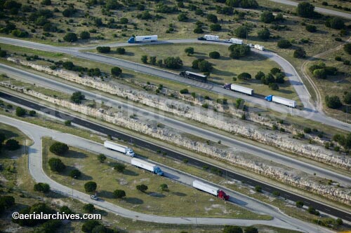 © aerialarchives.com,   Trucks at a rest stop Trucking down Interstate 10,  stock aerial photograph, aerial
photography, AHLB3090.jpg