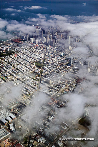 Aerial Photography San Francisco Toward Transamerica Fog