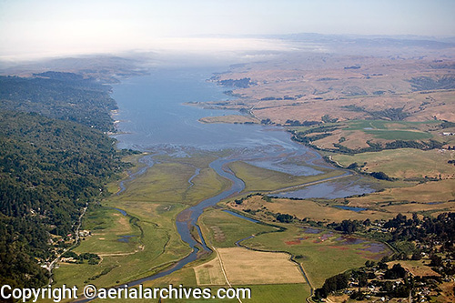  aerial photograph of Tomales Bay, Marin County, CA, AC95EM, AHLB3669, © aerialarchives.com 