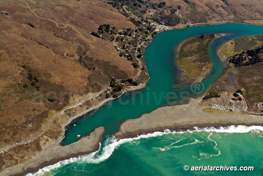 © aerialarchives.com aerial photograph Jenner and the mouth Russian River, Sonoma County 