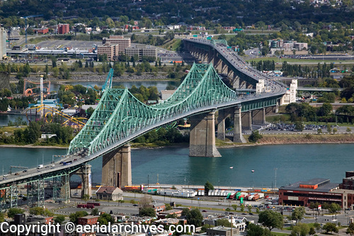 © aerialarchives.com aerial photograph Jacques Cartier bridge  Montreal, Quebec, Canada 