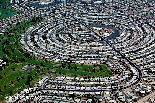 © aerialarchives.com  aerial Phoenix Arizona surban residential circular housing tract
AHLB4058