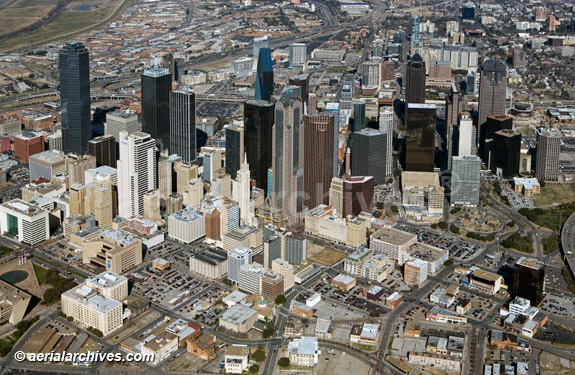 © aerialarchives.com aerial photography downtown Dallas, Texas