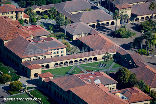 © aerialarchives.com Quad courtyard at Stanford University, Palo Alto aerial photograph, athletic facilities,
AHLB3885.jpg, B11TK6