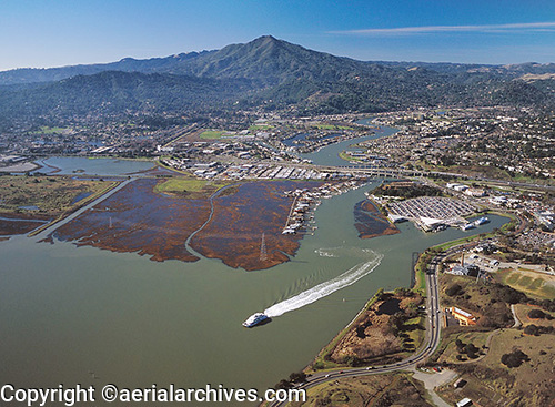 © aerialarchives.com  aerial photograph of the Larkspur ferry, Marin County AHLB5038