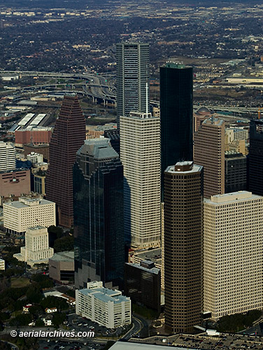 © aerialarchives.com aerial photography high rise office buildings downtown Houston, Texas, AHLB7548, BN49PD