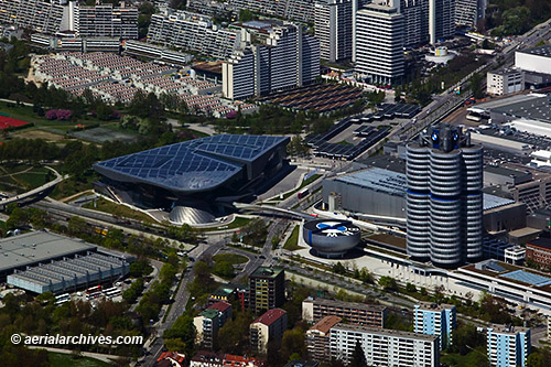 © aerialarchives.com,  aerial photograph  BMW Headquarters, Munich, Germany, AHLB7591, C1D1R2
