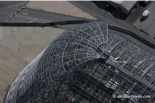 aerial Hangar One Moffett Field being reskinned