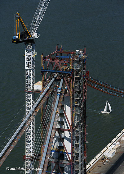 aerial photograph construction crane Bay Bridge