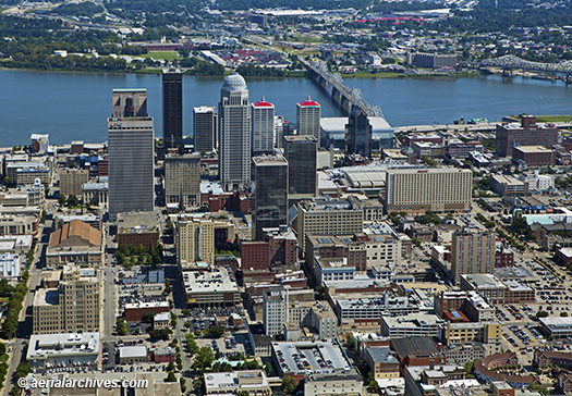 © aerialarchives.com aerial photograph Louisville skyline Kentucky