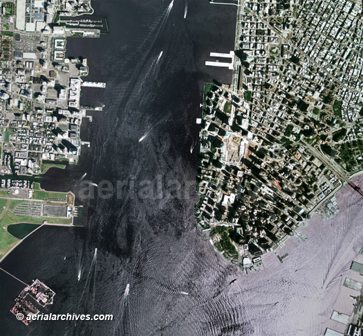 aerial photo map   New York harbor