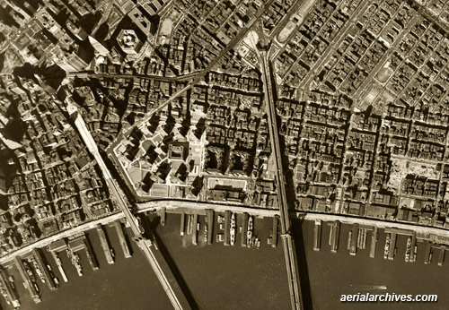historical aerial photograph East River New York City AHLV3307, C2YRMH
