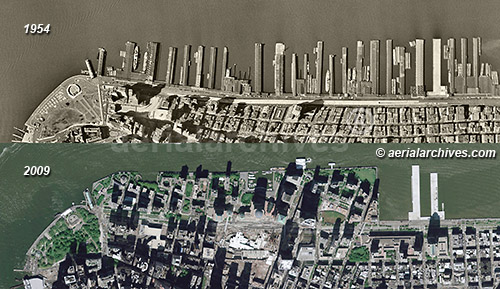 Historical Aerial Photography Comparison New York City 1954 2009