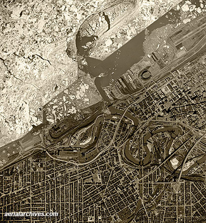 historical aerial photograph  downtown Cleveland Ohio AHLV3422