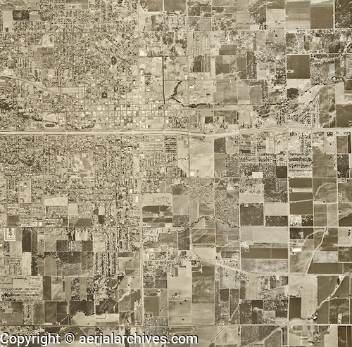 historical aerial photograph Visalia, Tulare County California AHLV4218