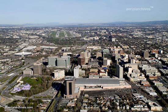 © aerialarchives.com, downtown San Jose, CA,   aerial photograph  Mineta airport
 AHLB2099