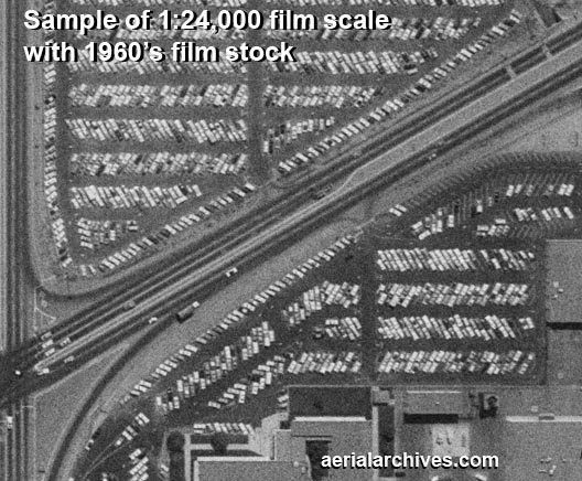 aerial photography 1:24000 film scale sample with 1964 film stock