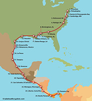 © aerialarchives.com,  map of Herb Lingl ferry flight Princeton to Panama, AHLB3860