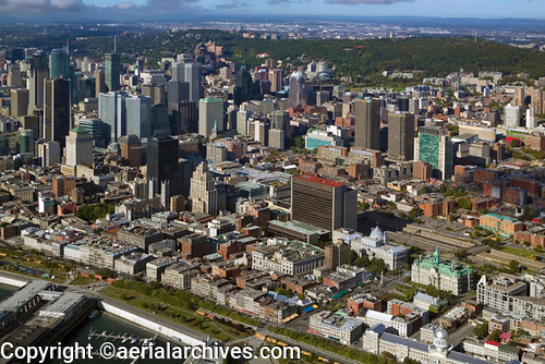 © aerialarchives.com aerial photography downtown Montreal, Quebec, Canada 