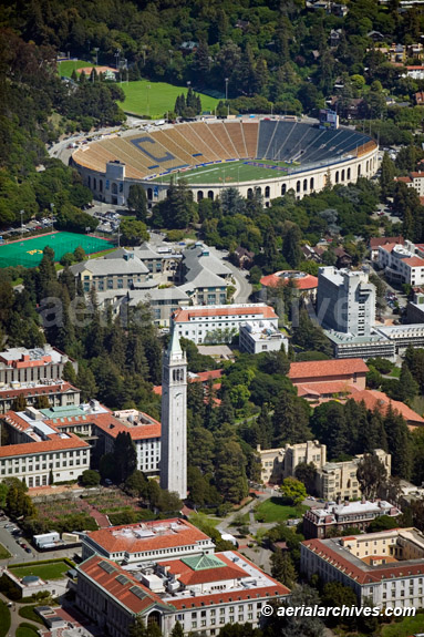 © aerialarchives.com aerial above the University of California Berkeley  aerial photograph, Sather Tower California Memorial Stadium, B0DN92, AHLB4361.jpg,