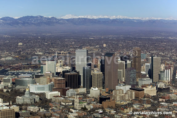 © aerialarchives.com aerial photography downtown Denver, Colorado Rocky Mountains
