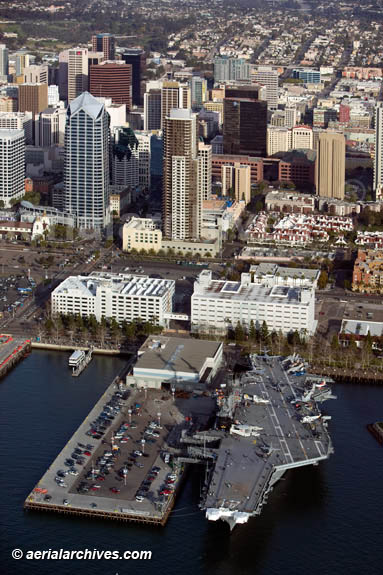 © aerialarchives.com, aerial photograph downtown San Diego, California, USS Midway aircraft carrier
 San Diego, CA naval aviation museum AHLB4559 B0RFWW