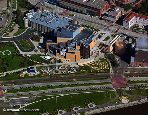 Downtown St. Paul Minnesota, 1960's  Aerial view, St paul minnesota, City  hospital