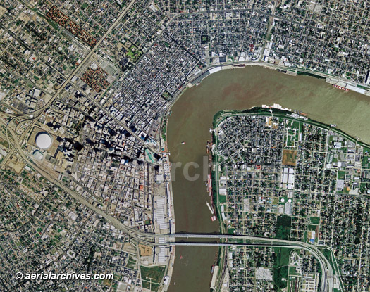 © aerialarchives.com, downtown, aerial map of New Orleans 