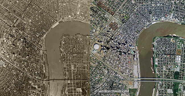 historical aerial photography change comparison  New Orleans, C49K4W, AHLV3414
