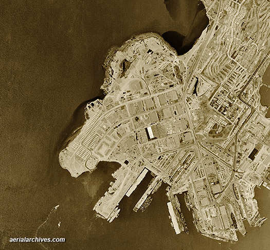 historical aerial Hunters Point 1946 San Francisco, CA, © aerialarchives.com, AHLV3506